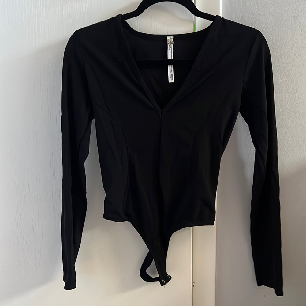 Free people black long sleeve bodysuit